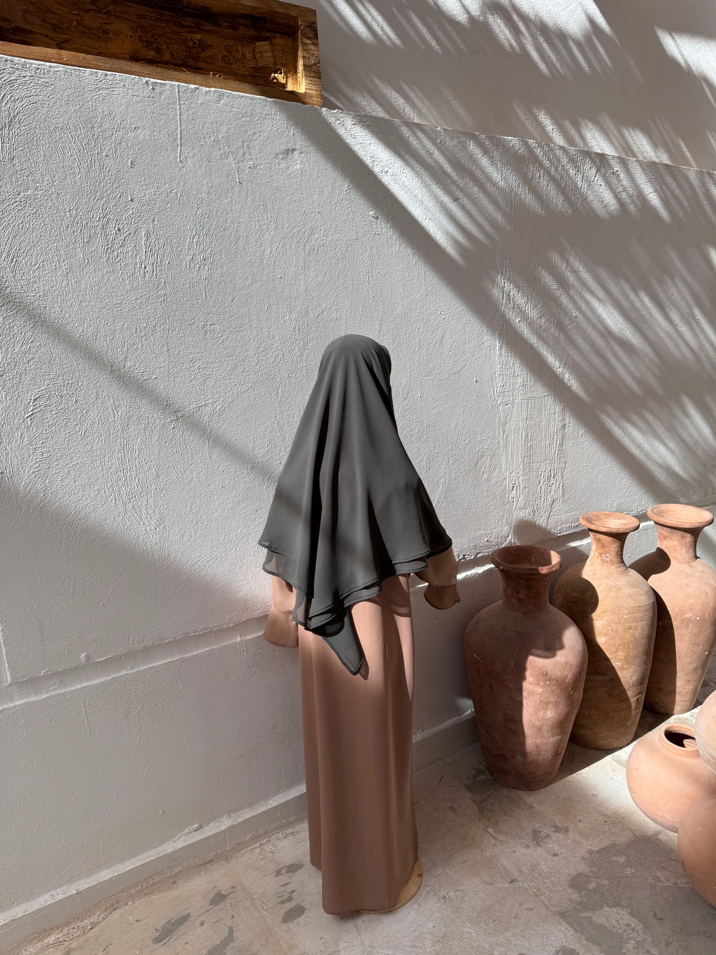 Khimar HIYAM Mousseline - Gris Kaki